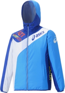 【ASICS/アシックス】 A77 ブレーカーパーカ(背メッシュ) シアンxATブルー ユニセックス アシックス